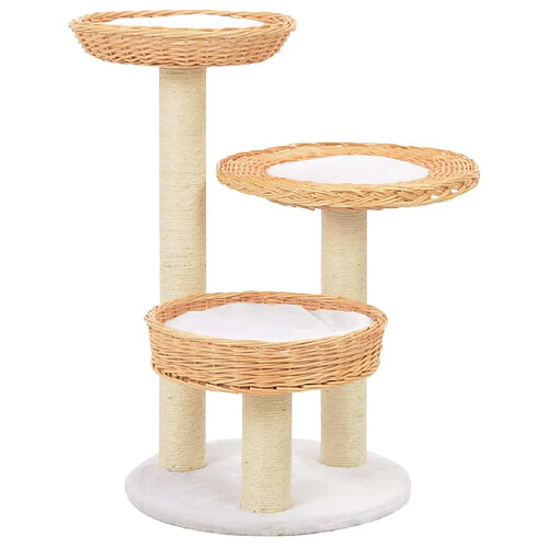 Arbre à chat,niche pour chat avec griffoir en sisal Naturel Bois de saule -MN98413