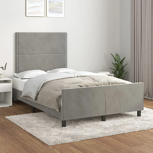 Maison Chic Lit adulte - Cadre Structure de lit avec tête de lit Contemporain Gris clair 120x200 cm -MN81375