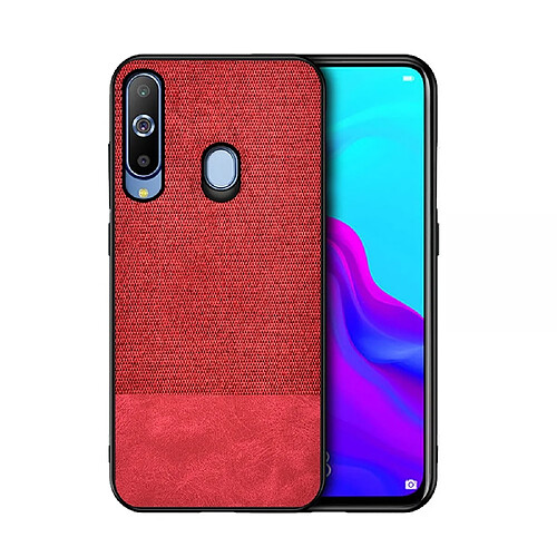 Wewoo Coque Rigide Housse de protection en tissu PU épissage antichoc pour Galaxy A60 rouge