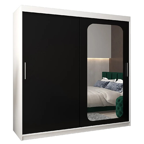 Abiks Meble Armoire PROMO T2 À Portes Coulissantes 200/200/62 2 Portes (Blanc/Noir)