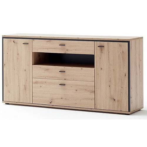 Pegane Buffet coloris chêne sombre - Longueur 183 x Hauteur 92 x Profondeur 45 cm