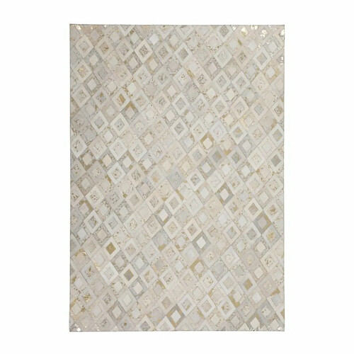 Paris Prix Tapis en Cuir Effet Métallique Spark Ivoire & Or 160 x 230 cm