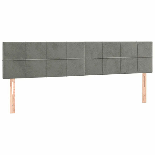 Maison Chic Lot de 2 Têtes de lit design pour chambre - Décoration de lit Gris clair 100x5x78/88 cm Velours -MN78777