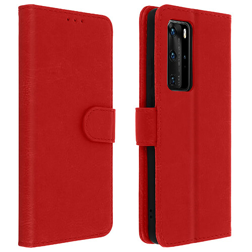 Avizar Étui Huawei P40 Pro Housse Intégrale Porte-carte Fonction Support rouge