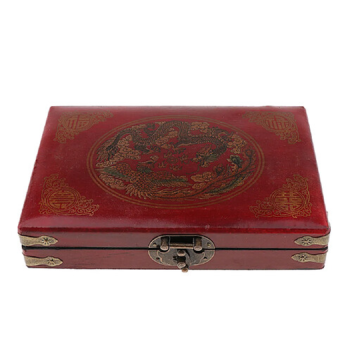 Mahjong Antiques Chinois Portable Jeu De Société Avec Coffret en Bois