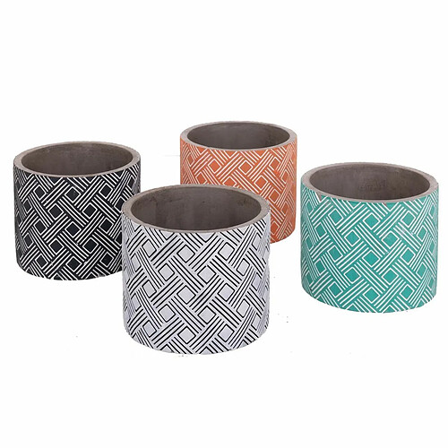 BigBuy Garden Set de pots de fleurs Fiore Ciment Cylindrique 14 x 14 x 12 cm (4 Unités)