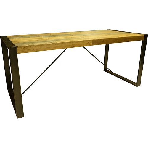 Antic Line Creations Table industrielle en fer et bois 180 x 80 x 76 cm.