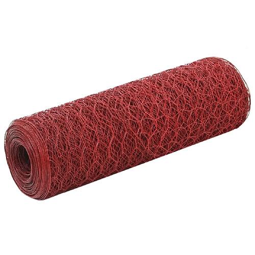 vidaXL Grillage Acier avec revêtement en PVC 25x0,5 m Rouge