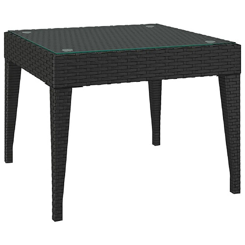 Maison Chic Table d'appoint | Table Basse noir 50x50x38 cm poly rotin et verre trempé -GKD59404