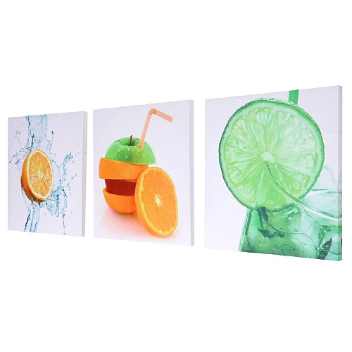 Decoshop26 Toile de décoration murale tableaux fruit kit de 3 pièces 150x50cm DEC04050