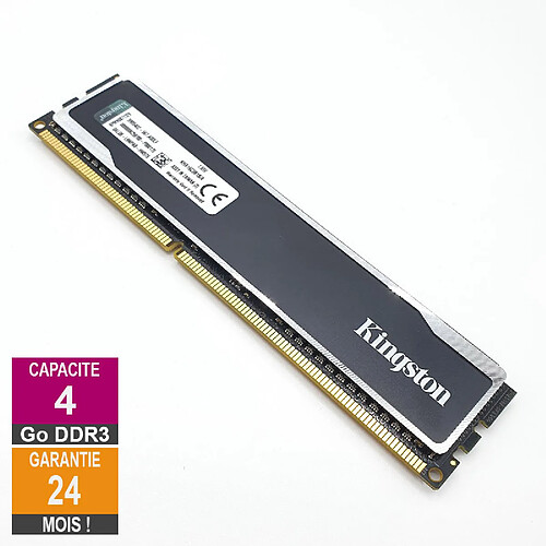 Barrette Mémoire 4Go RAM DDR3 Kingston KHX16C9B1B/4 DIMM PC3-12800U 1Rx8 · Reconditionné