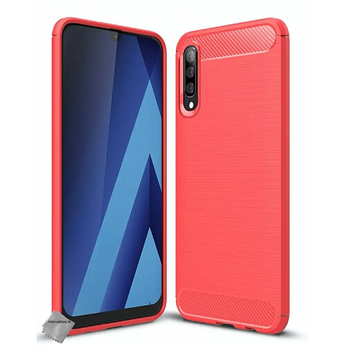 Htdmobiles Coque silicone gel carbone pour Samsung Galaxy A70 + verre trempe - ROUGE