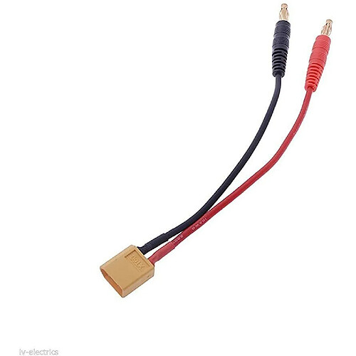 XT60 Chargement avec prise banane 4mm 14AWG Câble en silicone 30cm, couleur jaune rouge noir