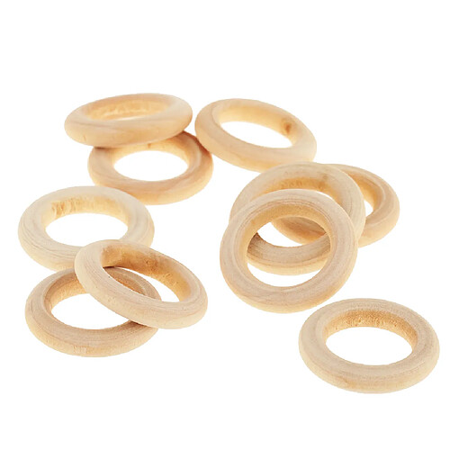 10pcs bois non fini rond lâche perles diy artisanat en bois anneau 1.2cm 3x3cm