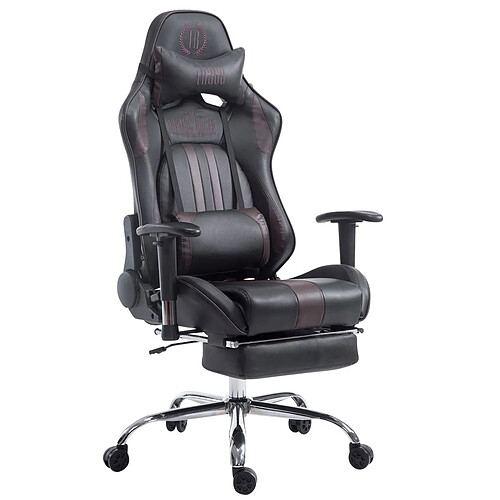 Decoshop26 Fauteuil de bureau gamer avec repose-pieds extensible mécanisme de bascule en PVC noir / marron 10_0002749