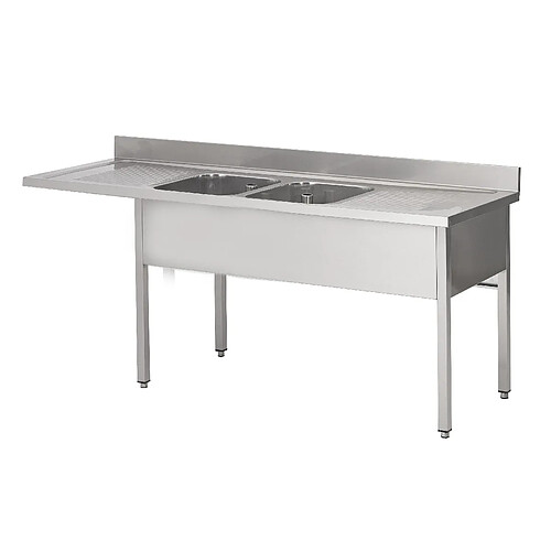 Plonge Inox Espace Lave-Vaisselle Gauche 2 Bacs Gamme 700 - Fabrinox