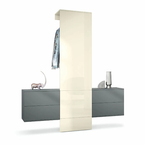 Mpc Vestiaire Gris Et Crème (lxhxp) : 157 X 193 X 35