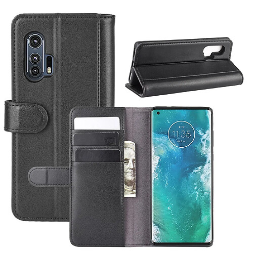 Etui en PU avec support noir pour votre Motorola Edge Plus