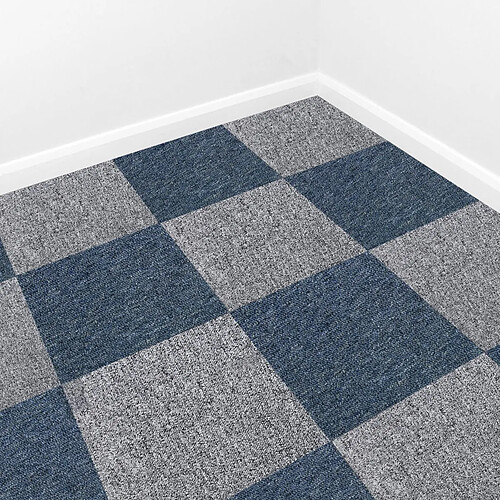 Monstershop 40 Dalles de 50cm x 50cm (10m²) Dalle de Moquette Couleur Bleu Tempête & Gris Platine