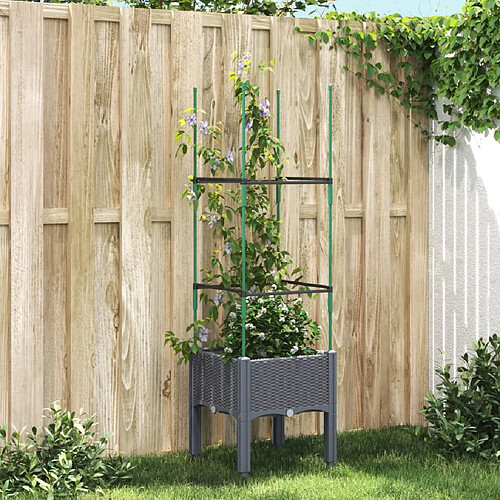 vidaXL Jardinière avec treillis bleu gris 40x40x142,5 cm PP