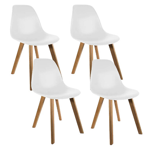 Toilinux 4 Chaises design scandinave à coque Holga - Blanc