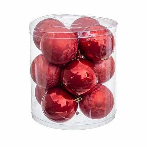 BigBuy Christmas Boules de Noël Rouge Plastique 8 x 8 x 8 cm (12 Unités)