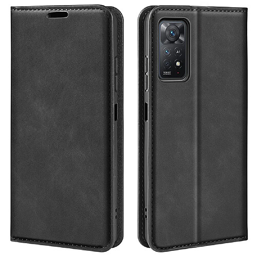 Etui en PU fermeture automatique magnétique avec support, noir pour votre Xiaomi Redmi Note 11 Pro 5G (Qualcomm)/Note 11 Pro 4G (MediaTek)