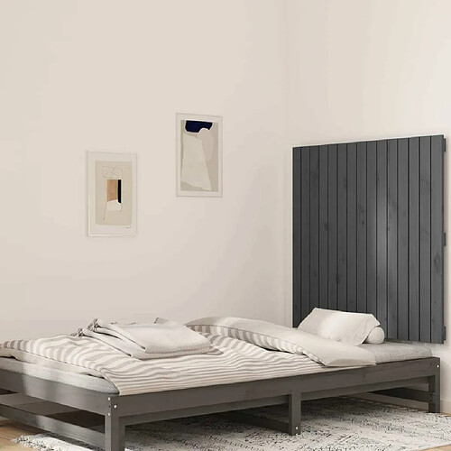 Maison Chic Tête de lit scandinave pour lit adulte,Meuble de chambre murale Gris 95,5x3x90 cm Bois massif de pin -MN39158