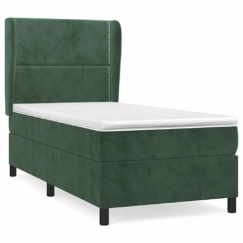 Maison Chic Structures de lit + matelas,Lit à sommier tapissier avec matelas Vert foncé 90x200 cm -MN80975