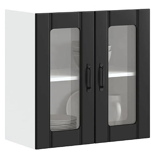 vidaXL Armoire murale de cuisine avec porte en verre Lucca noir