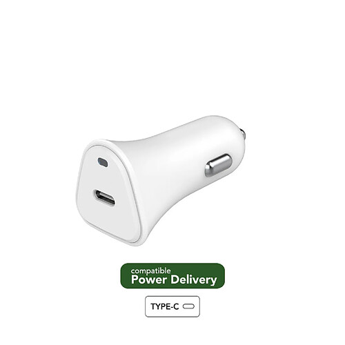 BIGBEN Chargeur voiture Recyclable Blanc USB C 25W Power Delivery Just Green