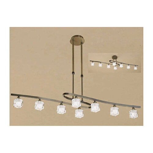 Luminaire Center Suspension Ice télescopique 8 Ampoules G9 ECO, laiton antique