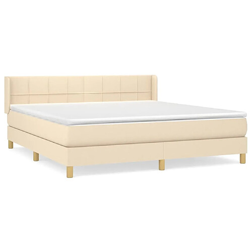 Maison Chic Lit adulte- Lit + matelas,Sommier à lattes de lit avec matelas Crème 180x200 cm Tissu -GKD30933