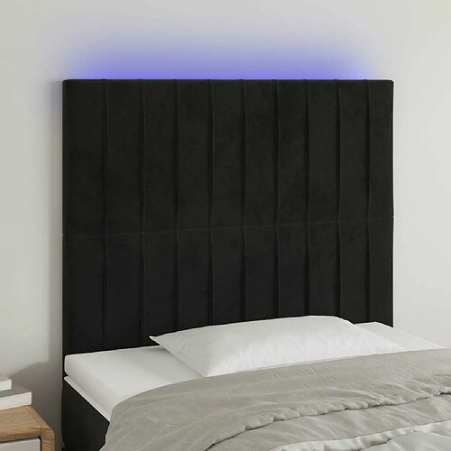 Maison Chic Tête de lit scandinave à LED,meuble de chambre Noir 90x5x118/128 cm Velours -MN34387