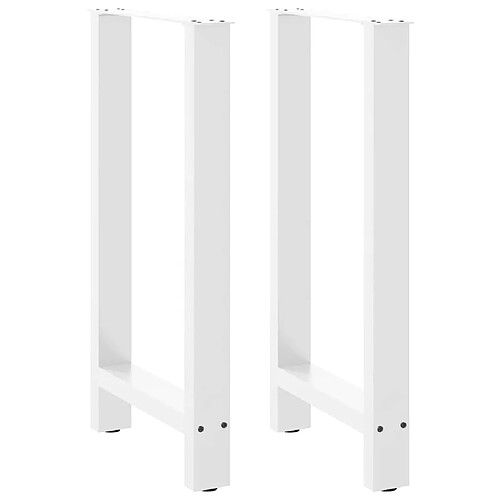 vidaXL Pieds de table basse blanc 2 pcs 50x(90-91) cm acier