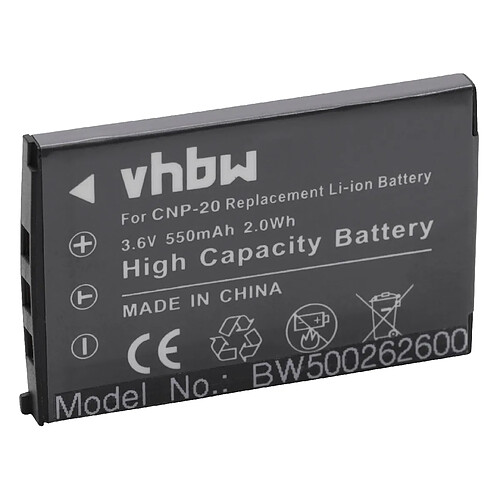 vhbw Batterie Li-Ion 550mAh (3.6V) compatible avec caméra Casio Exilim Z3, Exilim Z4, Exilim Z5 remplace NP-20.