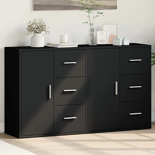 vidaXL Buffets 2 pcs noir 60x31x70 cm bois d'ingénierie