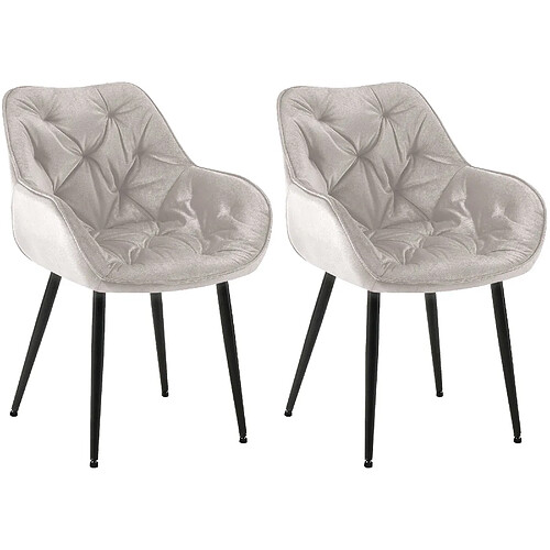 Decoshop26 Lot de 2 chaises de salle à manger design et moderne assise en velours gris et pieds en métal noir 10_0001659