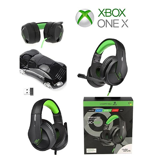 Under Control Casque Gaming Pro Spirit pour Xbox One - Series X | S - PC / Stéréo / Xbox Edition avec oreillettes interchangeables + Souris sans f