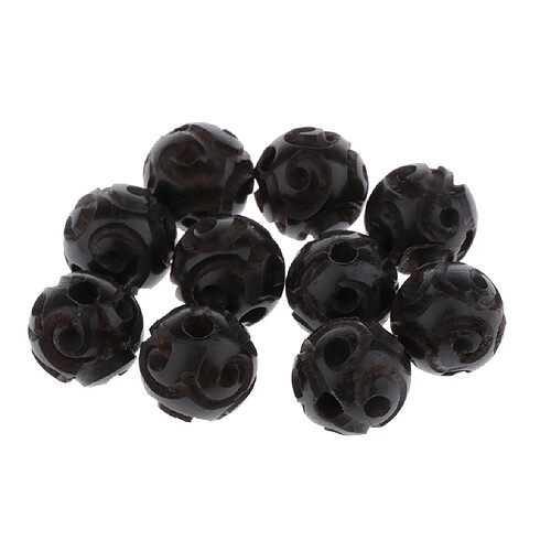 10 Lot De Perles En Bois Noir Bouddhiste Imprimer Des Perles Collier Anlets Key Decor 8 MM