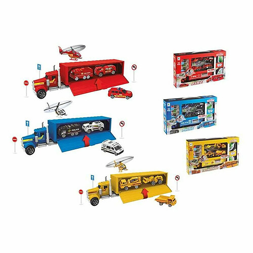 BigBuy Fun Camion Autotransporteur 4 voitures 23 cm