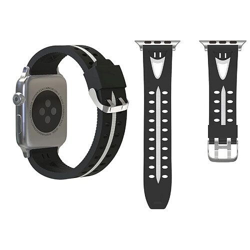 Wewoo Bracelet noir et blanc pour Apple Watch Series 3 & 2 & 1 42mm Mode Sourire Visage Motif Silicone +