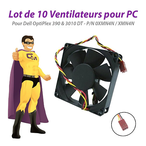 Lot x10 Ventilateurs PC Dell 390 3010 DT 0XMN4N XMN4N OptiPlex 80x80x20mm 3-Pin · Occasion