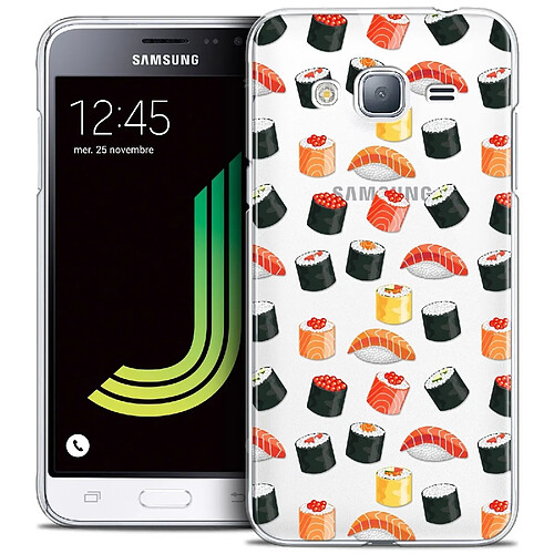 Caseink Coque Housse Etui Samsung Galaxy J3 2016 (J320) [Crystal HD Collection Foodie Design Sushi - Rigide - Ultra Fin - Imprimé en France]