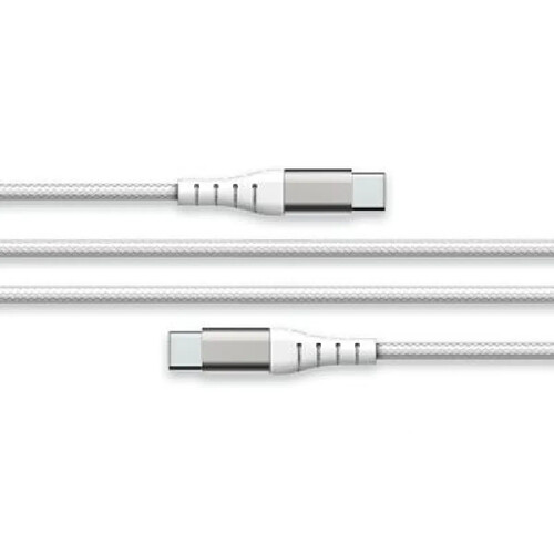 Force Power Câble Renforcé USB C/USB C 3m - 3A Blanc