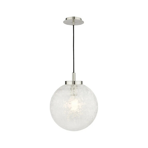 Luminaire Center Suspension Avari Nickel satiné, verre dépoli blanc