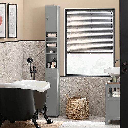 SoBuy BZR34-HG Meuble de Rangement Salle d Bain Meuble Colonne Armoire de Toilette Meuble WC