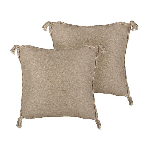 Beliani Lot de 2 coussins ERIGERON Jute 45 x 45 cm Unicolore Beige