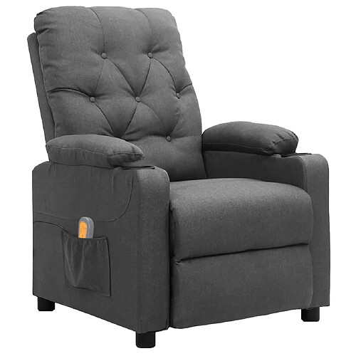 vidaXL Fauteuil de massage Gris clair Tissu