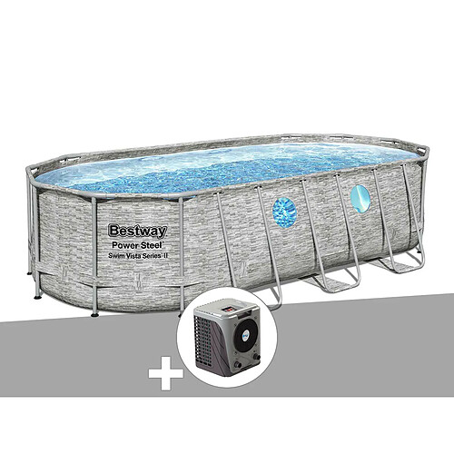 Kit piscine tubulaire ovale Bestway Power Steel SwimVista avec hublots 5,49 x 2,74 x 1,22 m + Pompe à chaleur